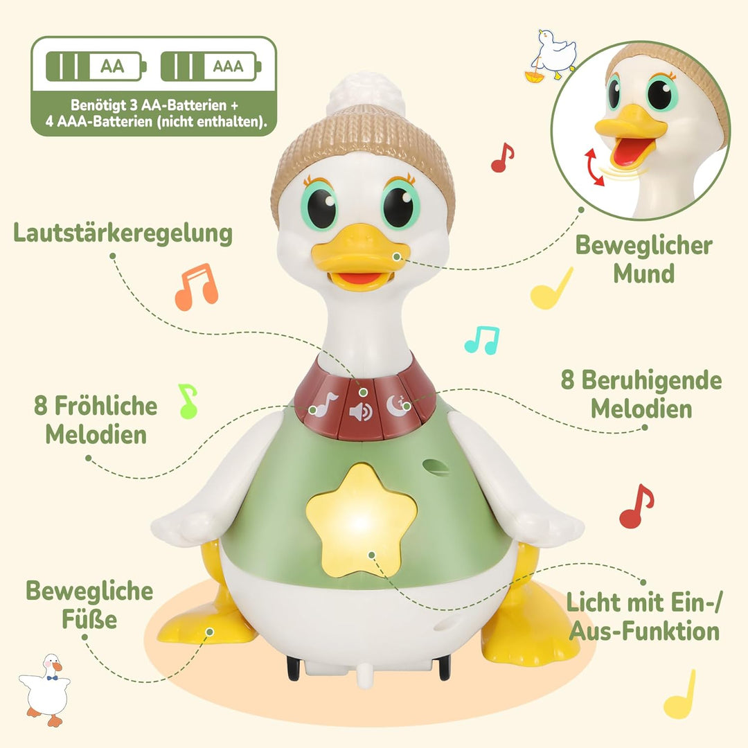 Baby Spielzeug für 6-12 Monate, Krabbelspielzeug Baby mit Licht &amp; Musik, Dancing Duck Familie Spielz