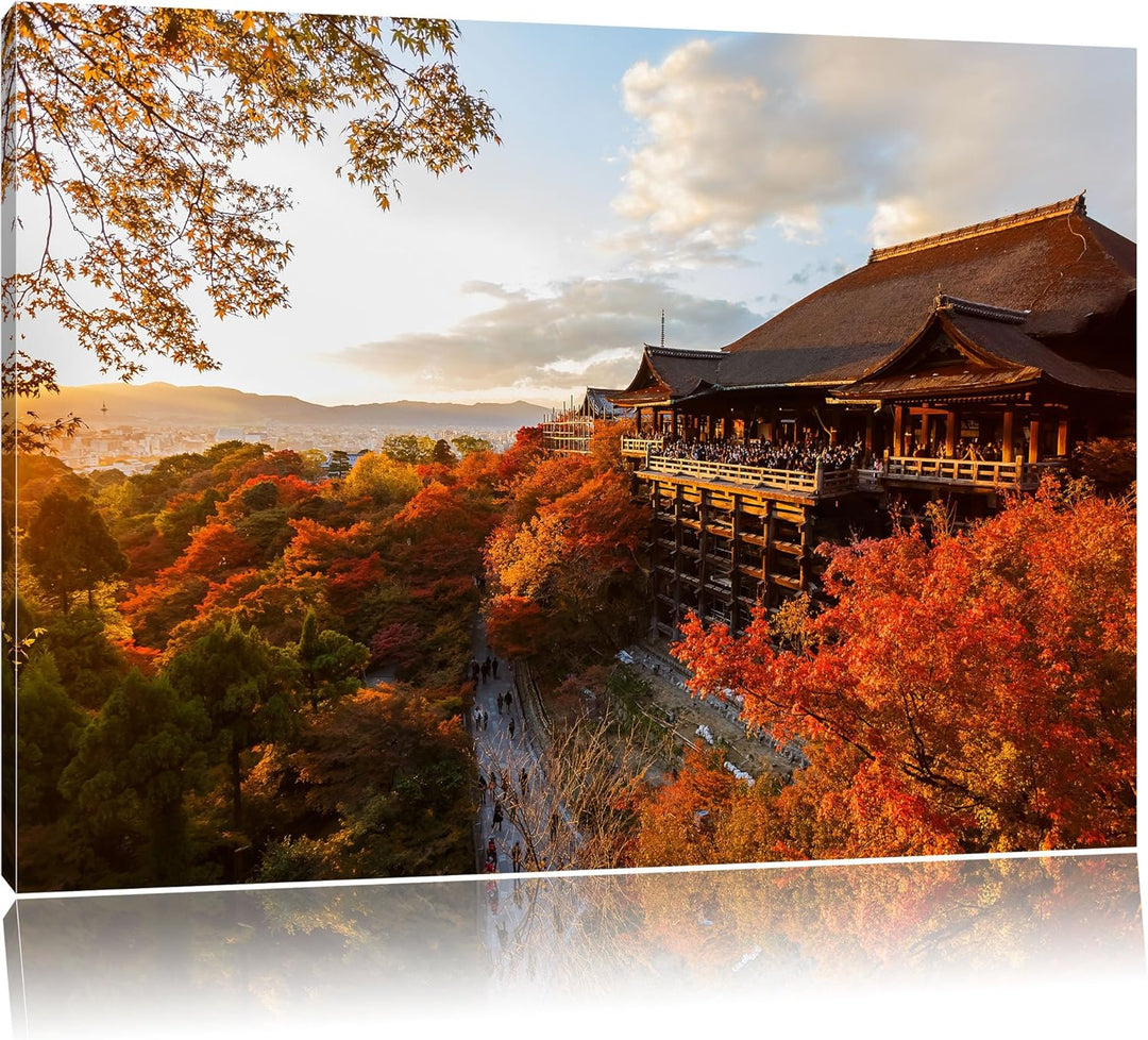 Majestätisches Japanisches Gebäude, Bild auf Leinwand, XXL riesige Bilder fertig gerahmt mit Keilrah