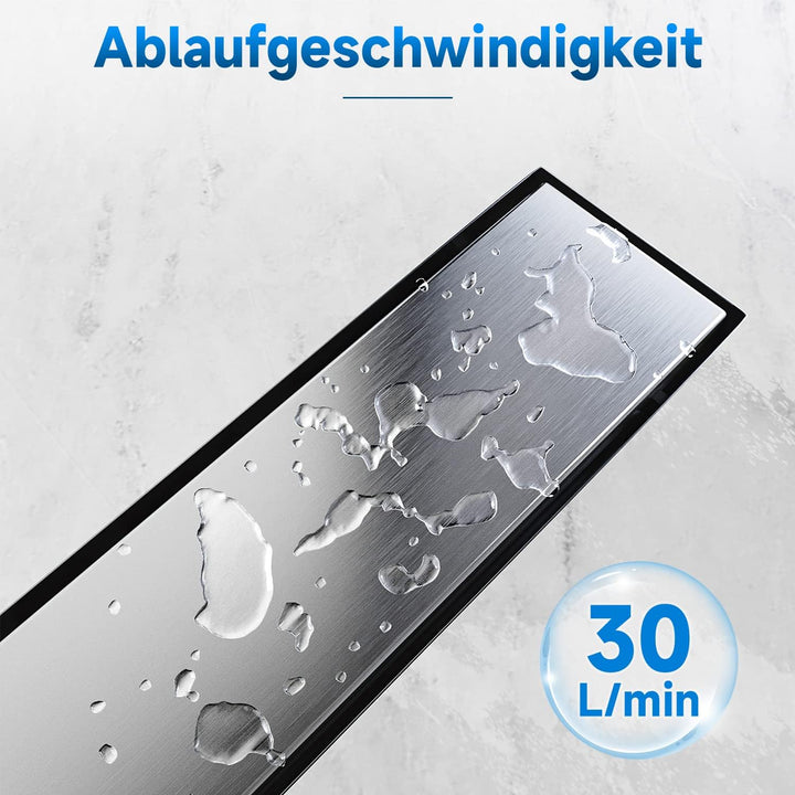 SONNI Duschrinne 80cm Edelstahl Befliesbar Komplettset Doppelseitige duschablauf Bodenablauf Flach m