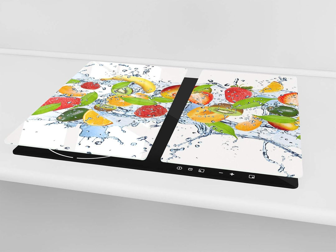 Küchenbrett aus Hartglas und Induktionskochplattenabdeckung – Schneideplatten SINGLE mit 60 x 52 cm