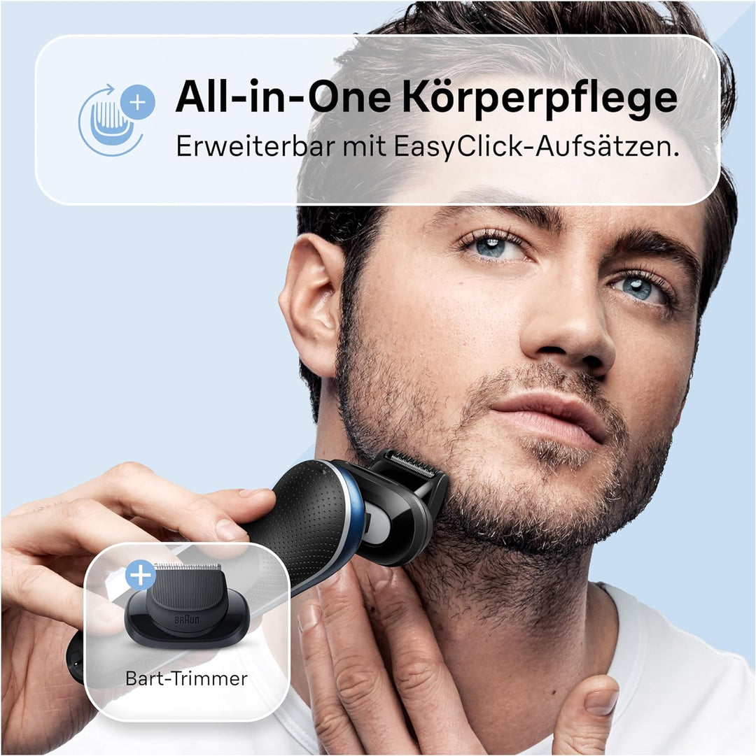 Braun Series 6 Rasierer Herren mit EasyClick Aufsatz, Elektrorasierer & Barttrimmer, Reinigungsstati
