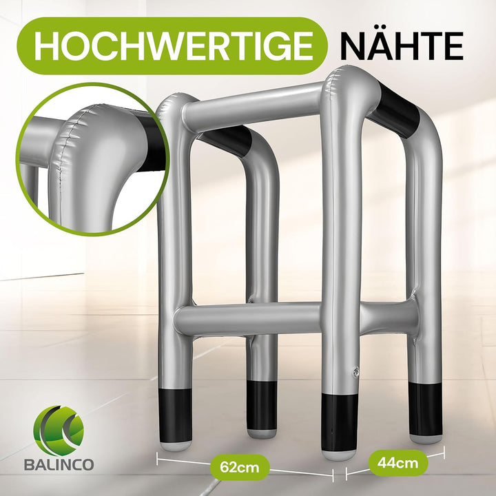 Balinco Aufblasbare Gehhilfe & Gehstock Set – Lustiges Oma Opa Kostüm Zubehör, Realistischer PVC Auf