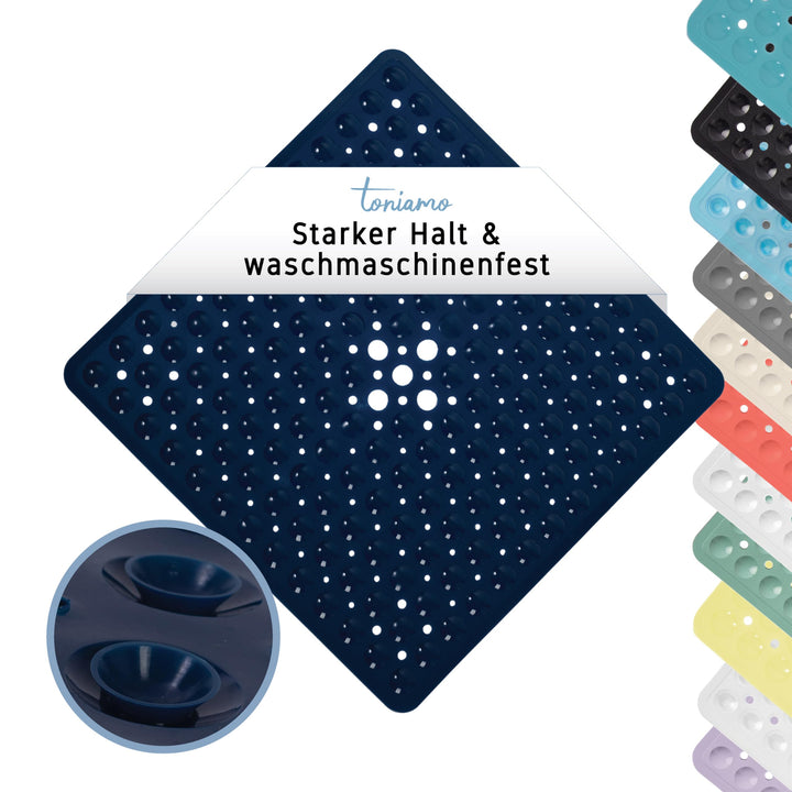 Toniamo Duschmatte rutschfest 53x53 cm | Antirutschmatte Dusche quadratisch | Rutschmatte Dusche ant