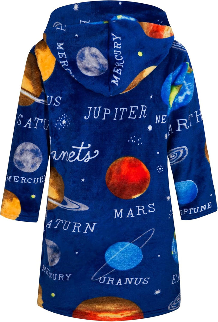Bademantel für Kinder Mädchen Jungen Fleece Kinderbademantel mit Kapuze, Flanell Flauschig Morgenman