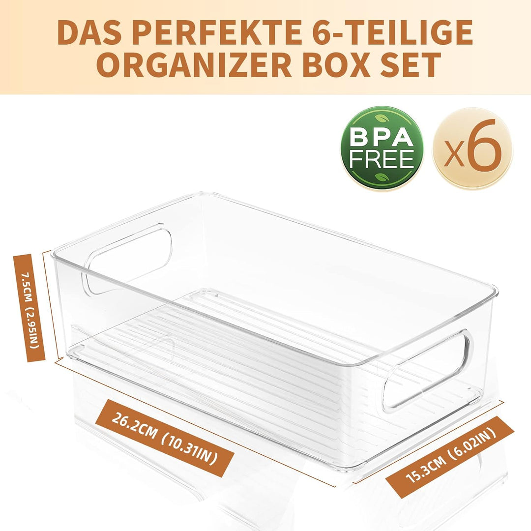 XSIUYU Kühlschrank Organizer 6er Set, Stapelbare Küche Aufbewahrungsbox & Organisation Gschublade Fr