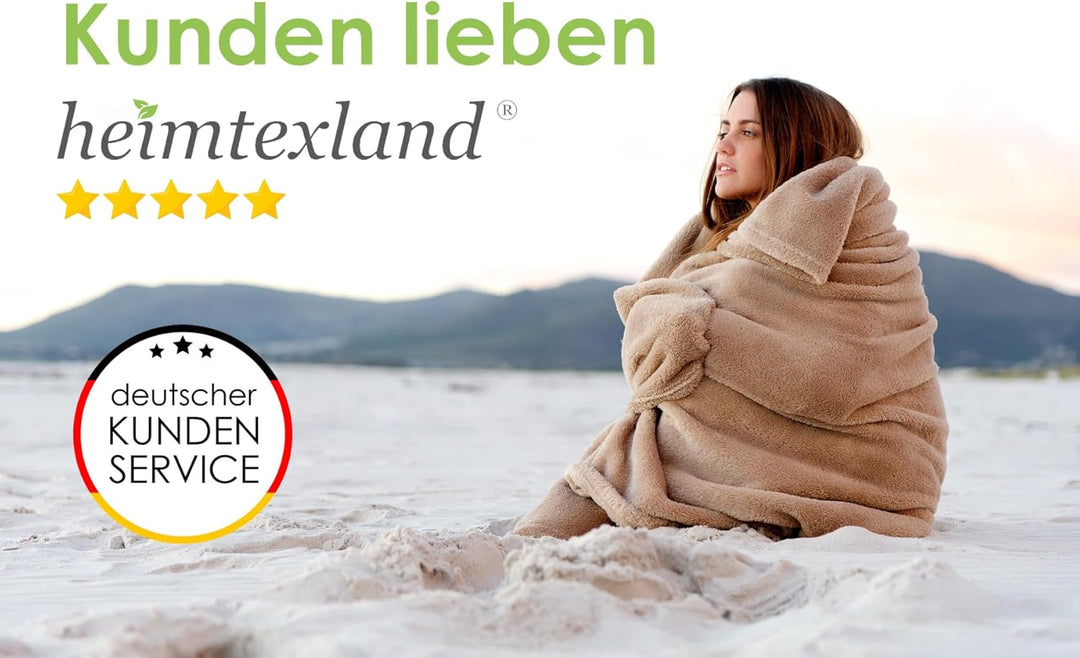 heimtexland ® Ärmeldecke TV Kuscheldecke mit Ärmeln Taschen Fusssack Super Soft Flanell tragbare Dec