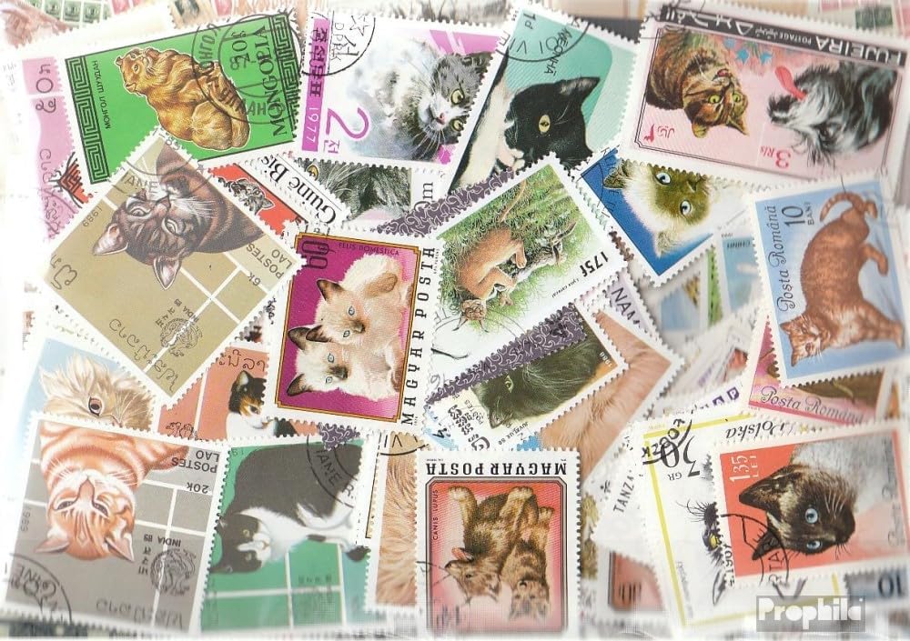 Prophila Collection Motive 300 Verschiedene Katzen Marken (Briefmarken für Sammler) Katzen