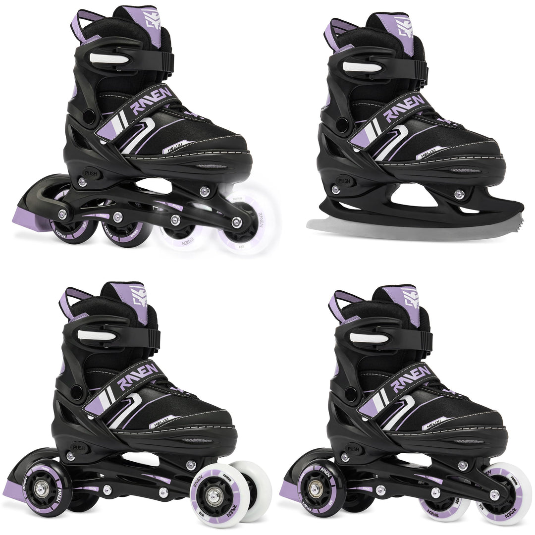 RAVEN Verstellbare 4in1 Inlineskates-Schlittschuhe-Rollschuhe-Triskates Helixi 34-37 (21cm-23,5cm) H