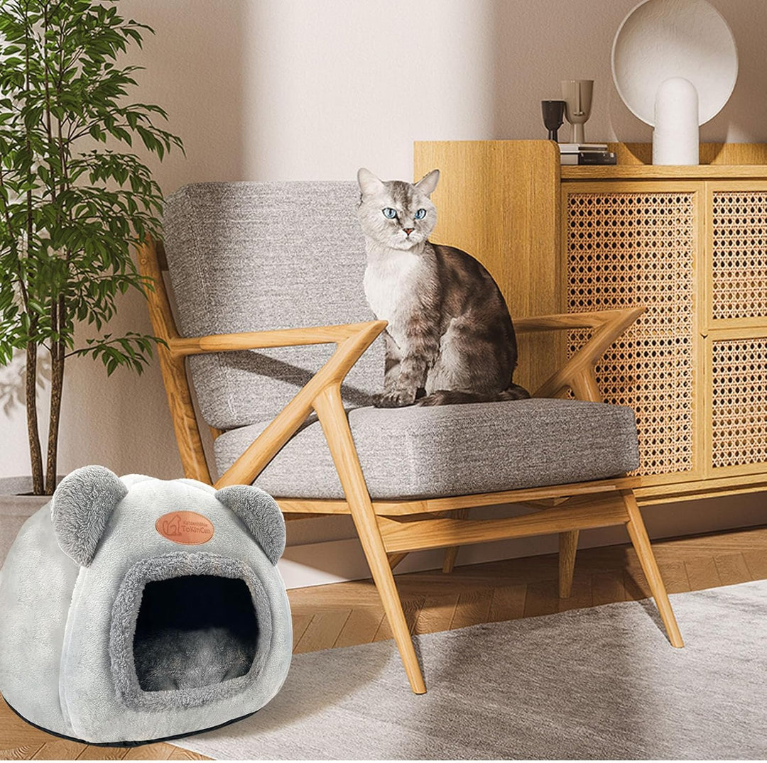 Waschbares Katzenhaus Indoor Katzen Katzenhöhle Mit Anti-Rutsch Boden undAbnehmbarem Matte,ür Katzen