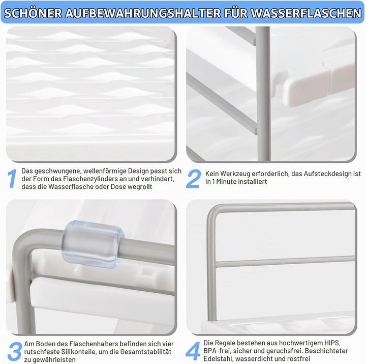 Wasserflaschen Organizer,Ausziehbares Flaschenregal,Wasserflaschenregal Küche,für Kleine Thermosflas