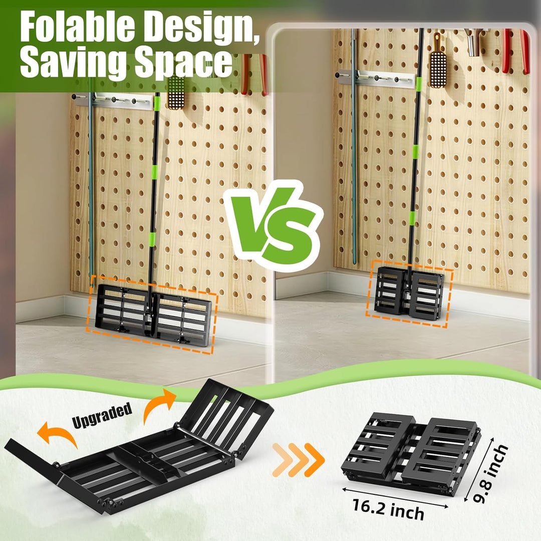 GARDTECH Rasenrakel 75x25 cm | Nivellierrechen aus Edelstahl mit Anti-Kipp-Design | 195 cm Verstellb
