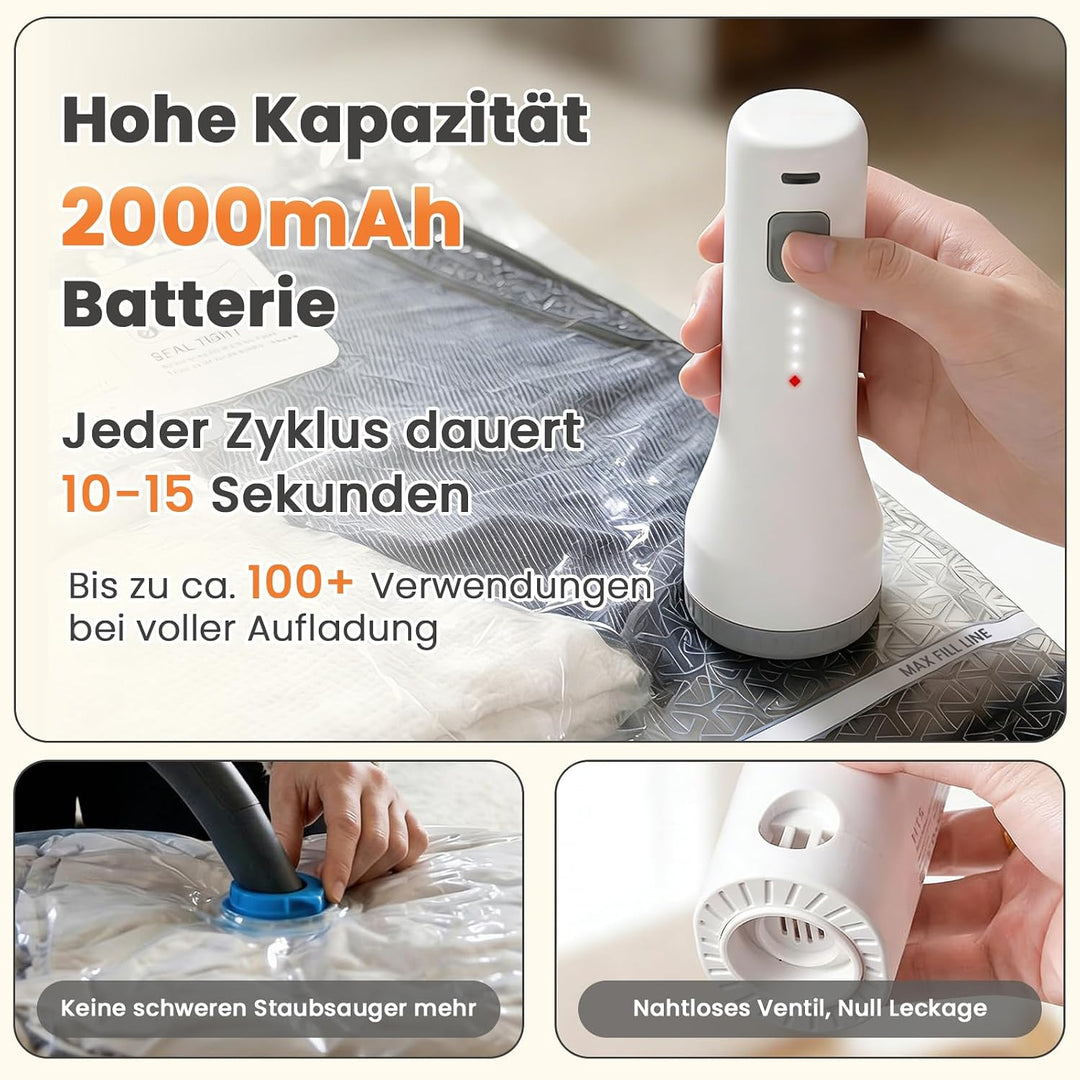15 Vakuumbeutel für Kleidung für Reisen mit Kabellose vakuumpumpe 6KPa | AURYAO 40*50/40*60/50*60 cm