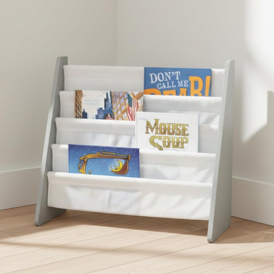 Humble Crew WO671 Kindermöbel - Kinder-Bücherregal aus Holz mit 4 Etagen, Grau/Weiss Grau Weiss, Gra