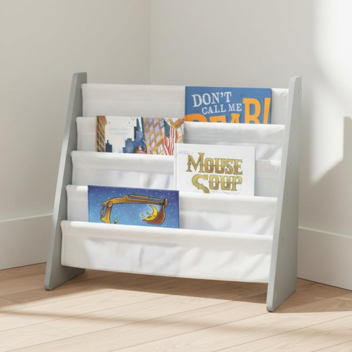 Humble Crew WO671 Kindermöbel - Kinder-Bücherregal aus Holz mit 4 Etagen, Grau/Weiss Grau Weiss, Gra
