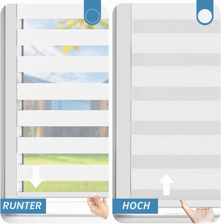 SBARTAR Doppelrollo schnurlos Klemmfix Rollos für Fenster ohne Bohren &amp; zum Bohren, Weiss B75 x H120