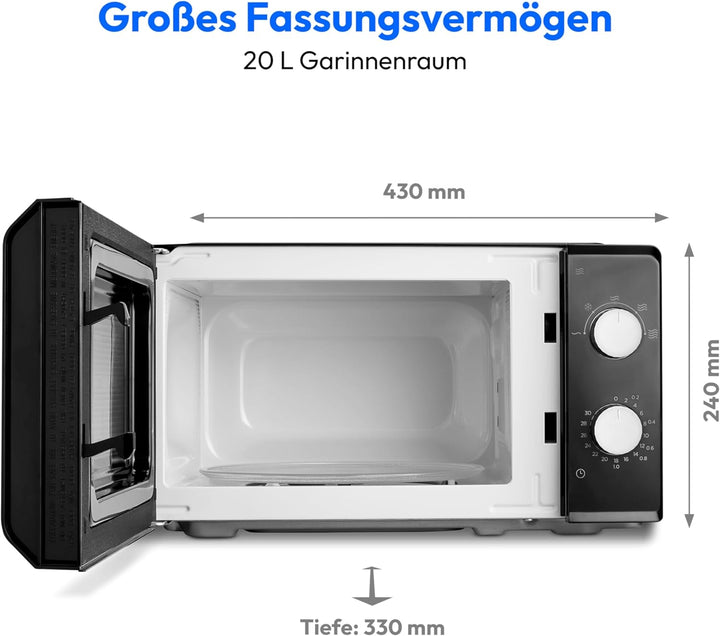 MEDION Mikrowelle (20 Liter, 700 Watt, klein kompakt und platzsparend, 5 Mikrowellenstufen, Auftaufu