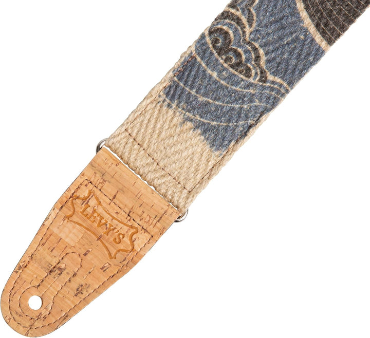 Levy's MH8P-001 Gitarrengurt Natural Hemp Webbing Cork Ends and Pocket 2" - Island Insel, Insel