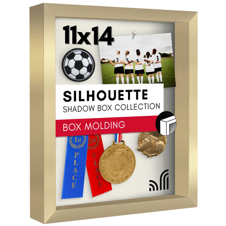 Americanflat 11x14 Shadow Box Rahmen in Gold mit weicher Leinenrückseite - Verbundholz mit poliertem