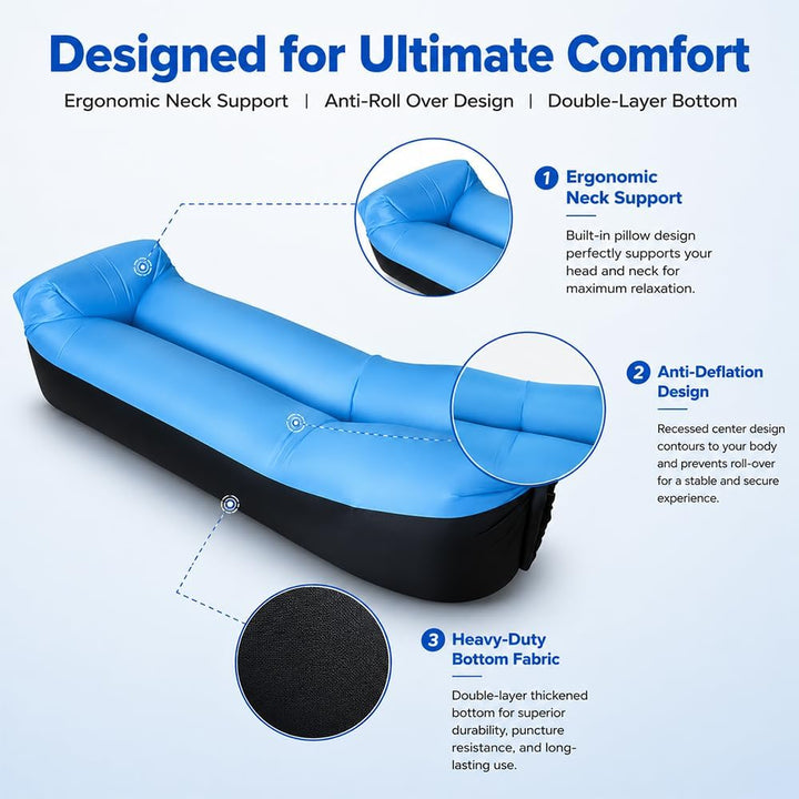 Aufblasbares Sofa, Camping Sofa Aufblasbar, Tragbares Luft Sitzsack mit Aufbewahrungstasche, Air Lou