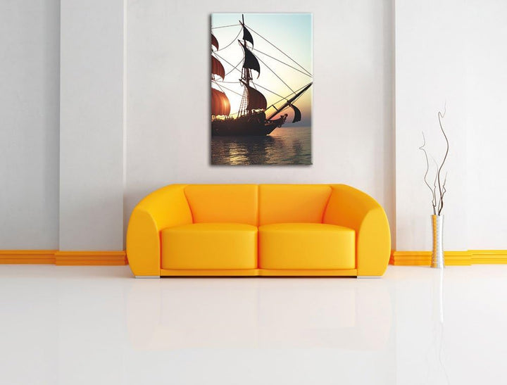 Altes Segelschiff, Format: 100x70 auf Leinwand, XXL riesige Bilder fertig gerahmt mit Keilrahmen, Ku