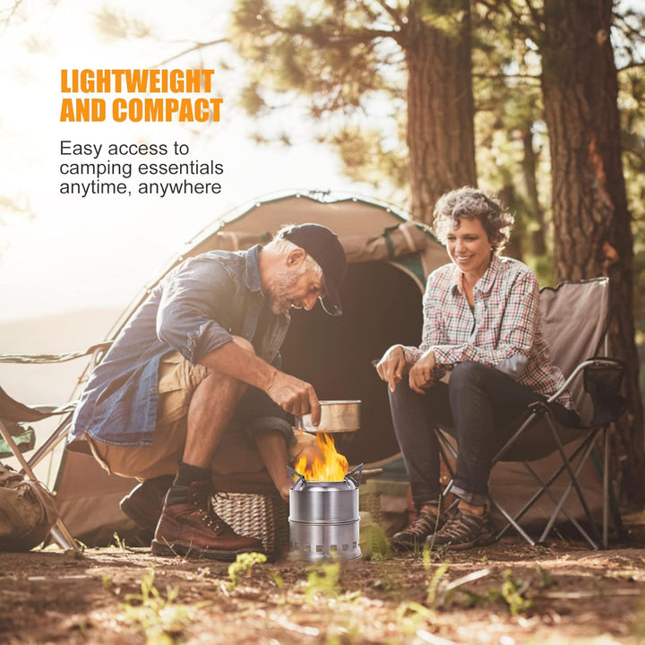 Lixada Campingkocher Holzofen, Tragbar Camping Holzofen, Klapp und Winddicht aus Edelstahl, Hobo Koc