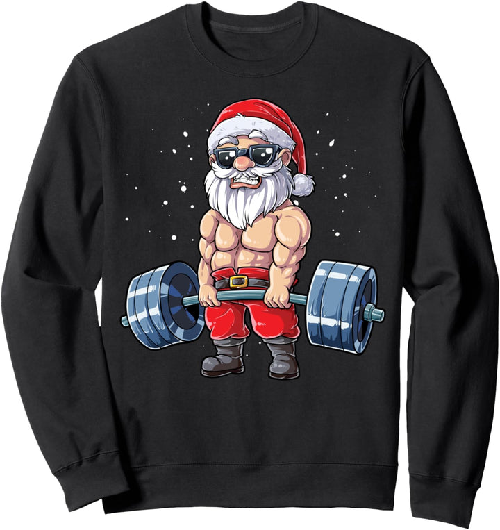 Santa Weightlifting Christmas Fitness Gym Deadlift Xmas Men Sweatshirt
