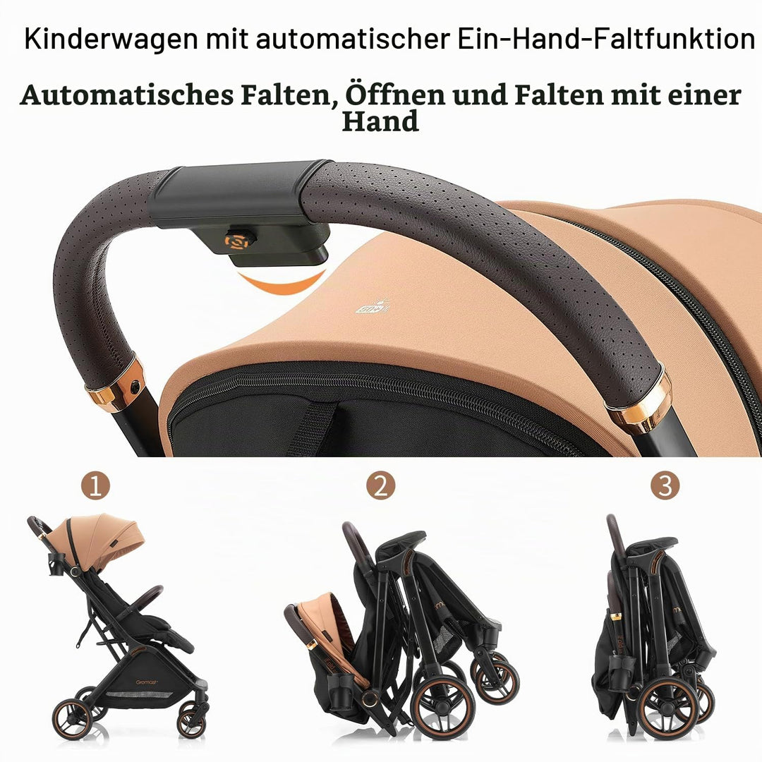 Gravity faltbarer Baby-Kinderwagen, Tragbarer Reise-Kleinkindbuggy Mit Verstellbarer Rückenlehne &amp; S