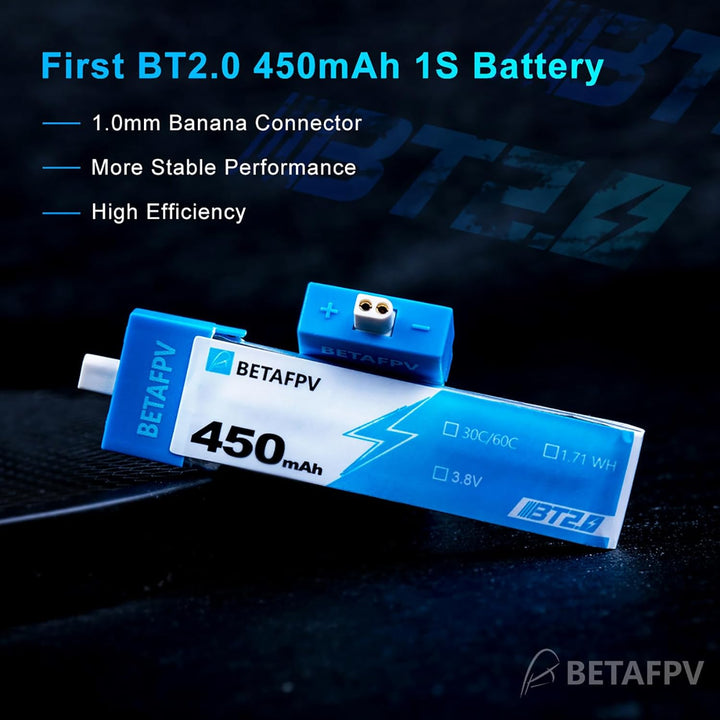 BETAFPV 4pcs BT2.0 450mAh 1S Lipo Akku 3.8V 30C/60C 1.71WH 1S Akku mit BT2.0 Anschluss Kompatibel fü