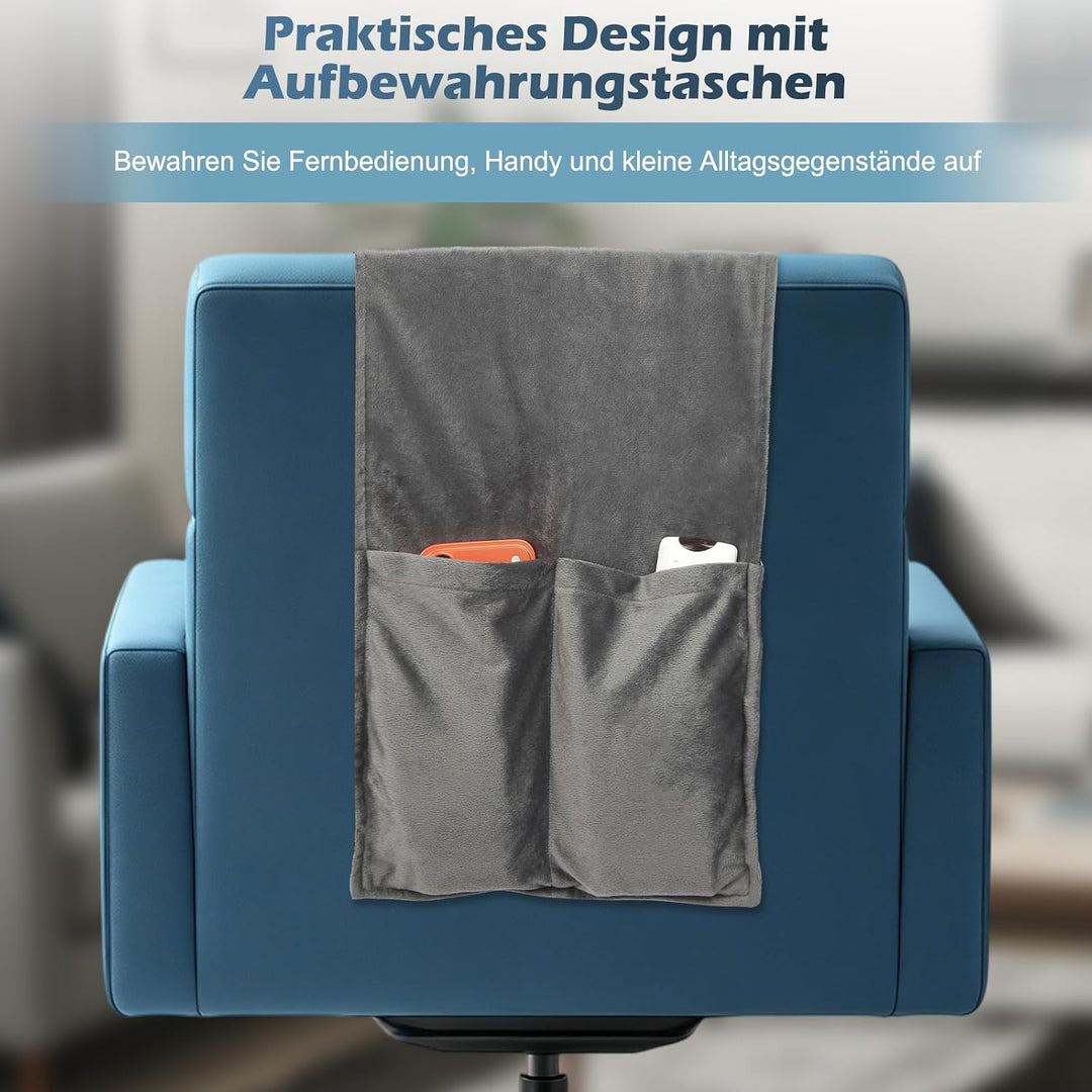 Ergonomisches Samt Nackenkissen für Stühle und Sofas | Rutschfest mit 2 Taschen, abnehmbarer Bezug,