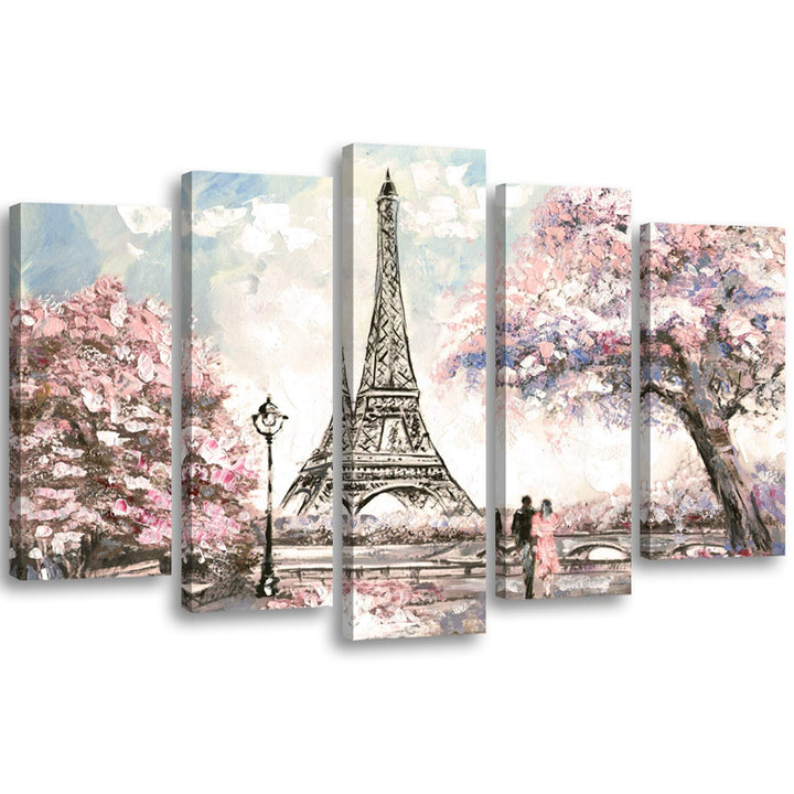 Feeby Frames, Leinwandbild, Bilder, Wand Bild - 5 Teile - Wandbilder, Kunstdruck XXL, TypA, 250x120