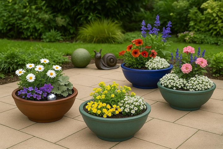 K&amp;K grosse Bonsaischale/Pflanzschale Flach 38x16 cm aus hochwertiger robuster Keramik Outdoor frostb