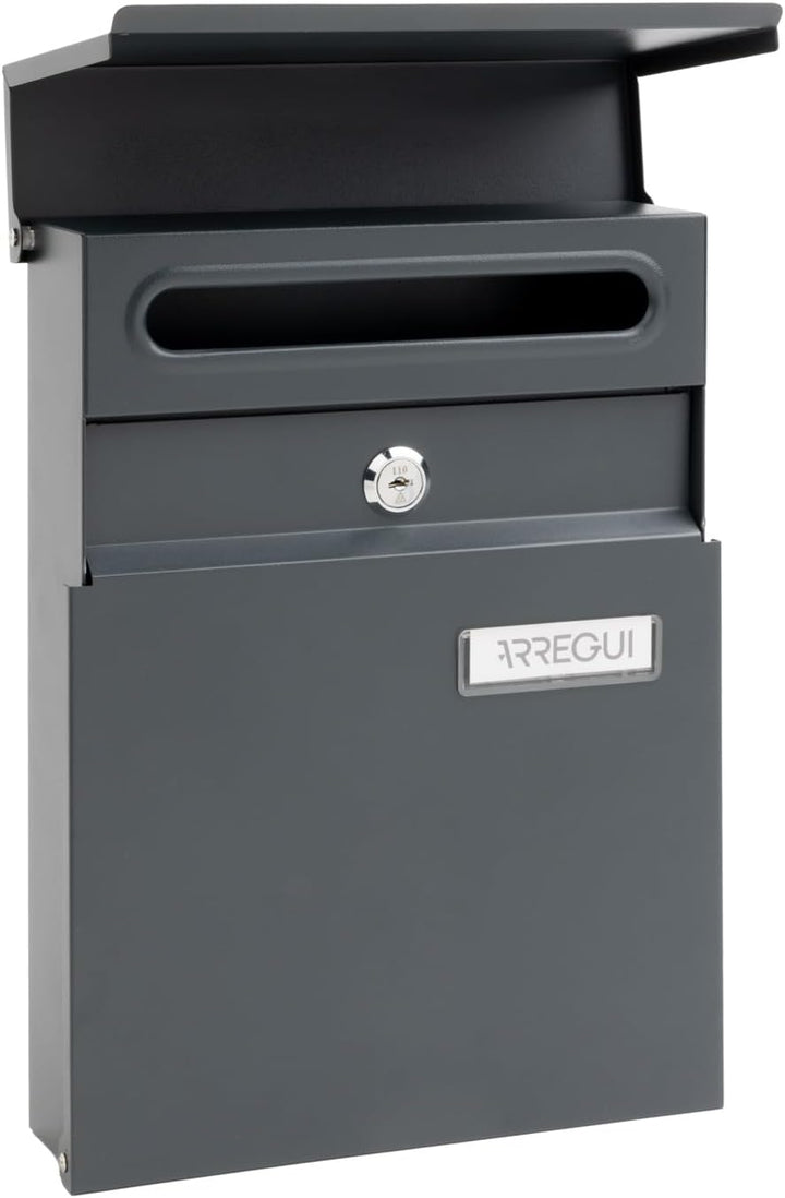 ARREGUI Line E6805 Briefkasten für den Aussenbereich aus Stahl, klein, Grösse S (Din A5), Wandmontag