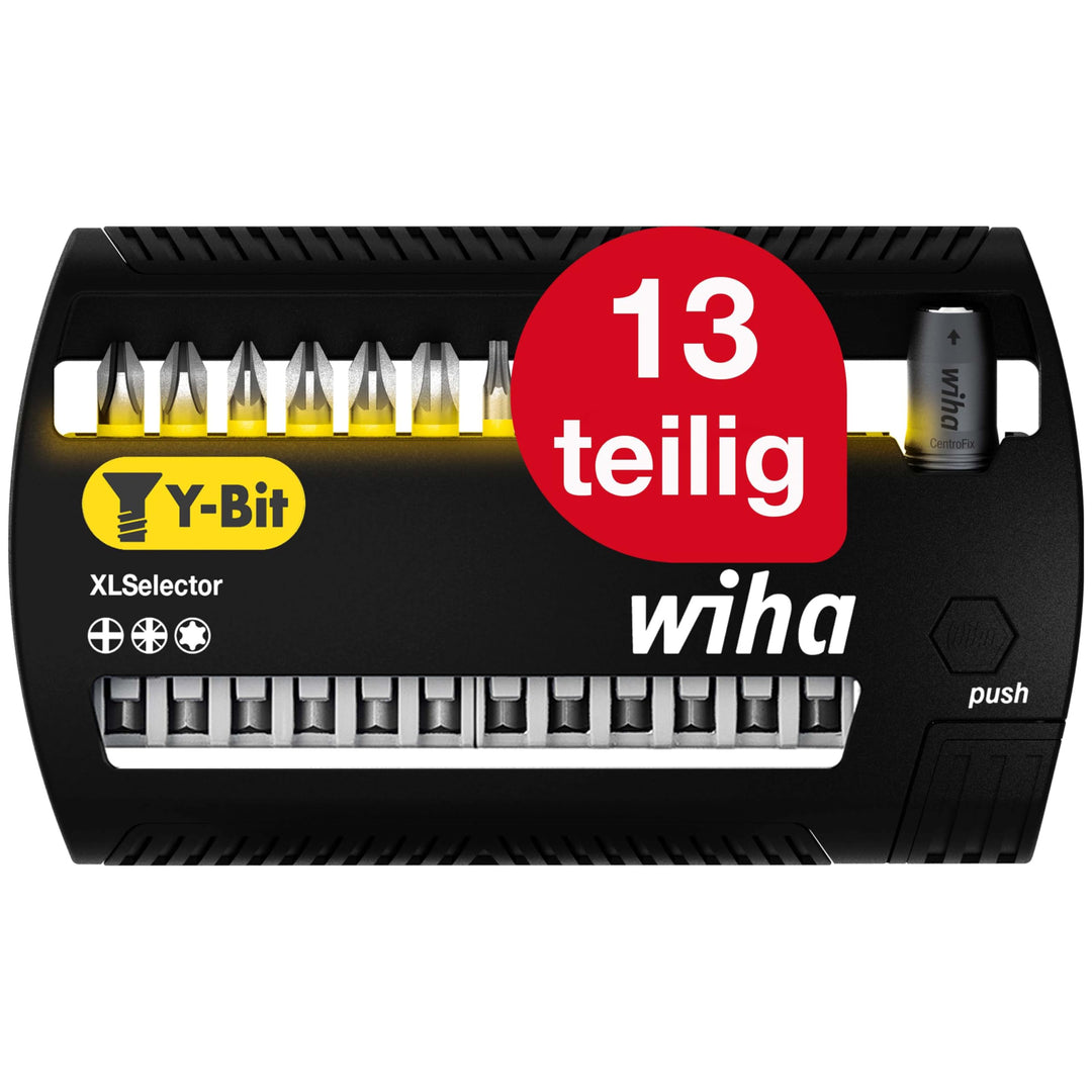 Wiha Bit Set XLSelector Y-Bit 13-tlg. I 50 mm PH, Pozidriv, TORX 1/4" E6,3 I magnetischer Bithalter