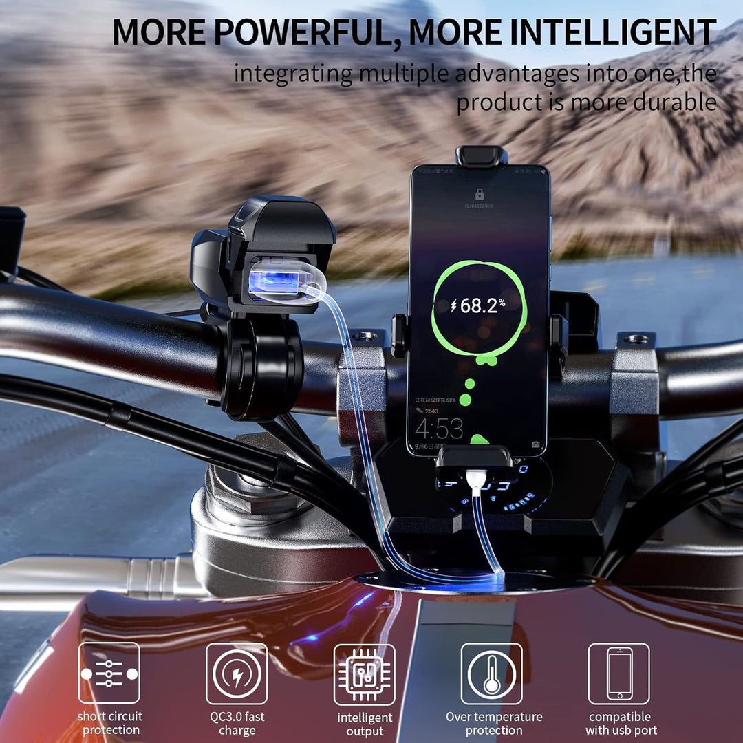 Kewig Motorrad-USB-Ladegerät SAE-auf-USB-Adapter Wasserdichtes Motorrad-Ladegerät, DC 9V-24V Motorra