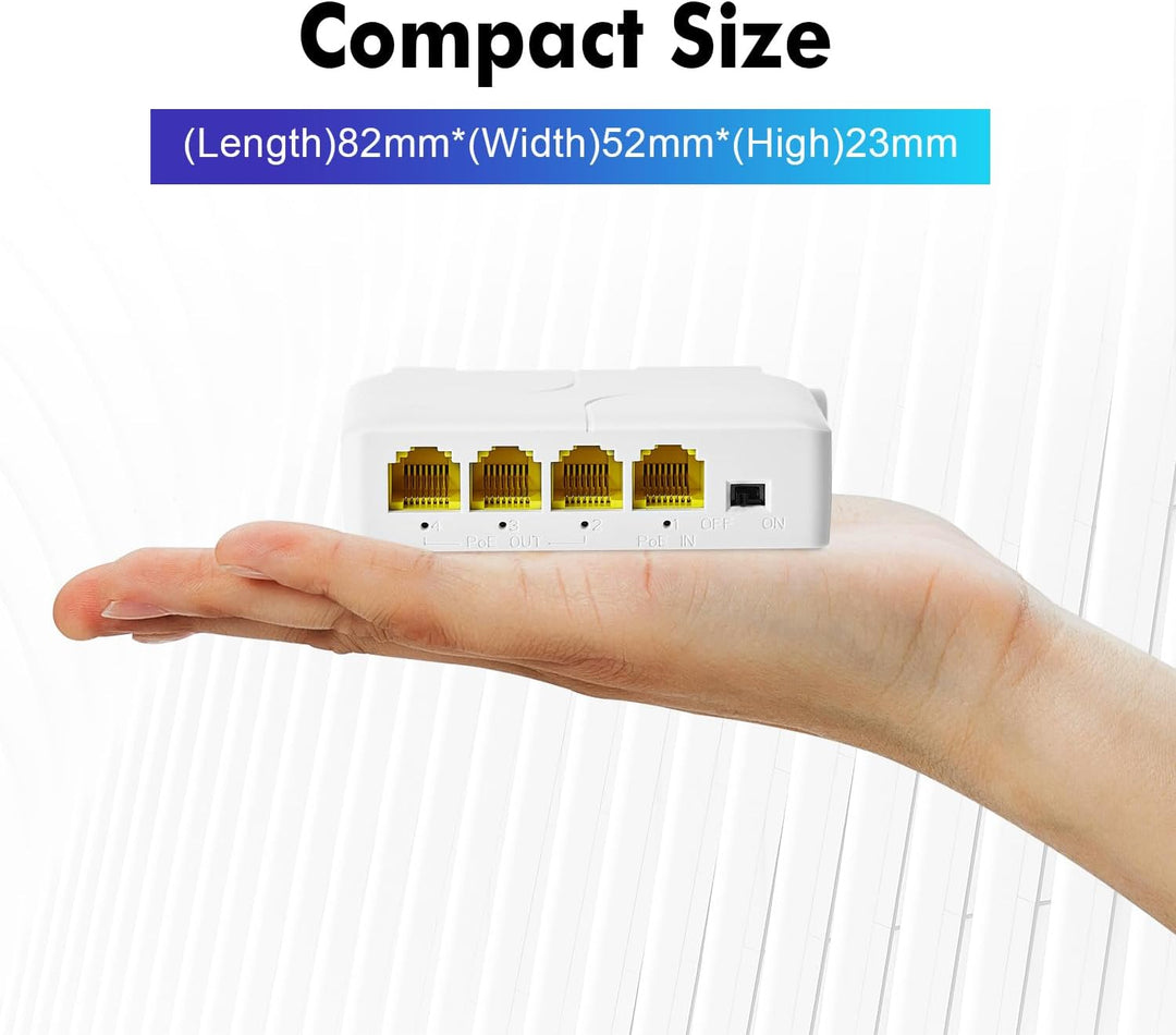 MokerLink 4 Port Gigabit PoE Extender, IEEE 802.3 af/at PoE Repeater, 10/100/1000Mbps, 1 PoE in 3 Po