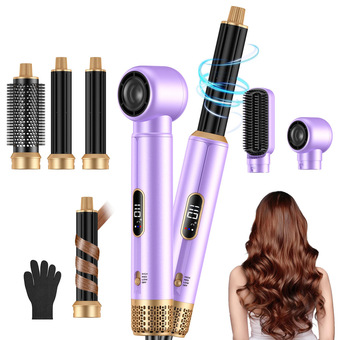 Neue Airstyler 5 in 1 Föhnbürste Set, Ionen Hairstyler mit 30mm Warmluft-Lockenstab | 1000W Haartroc