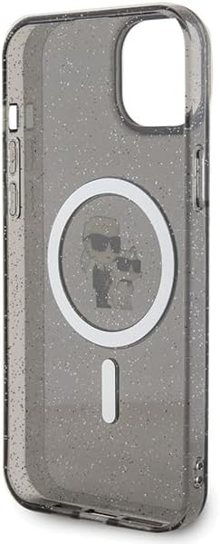 Karl Lagerfeld KLHMP15SHGKCNOK Hülle für iPhone 15 6.1" Schwarz hardcase Karl&Choupette Glitter