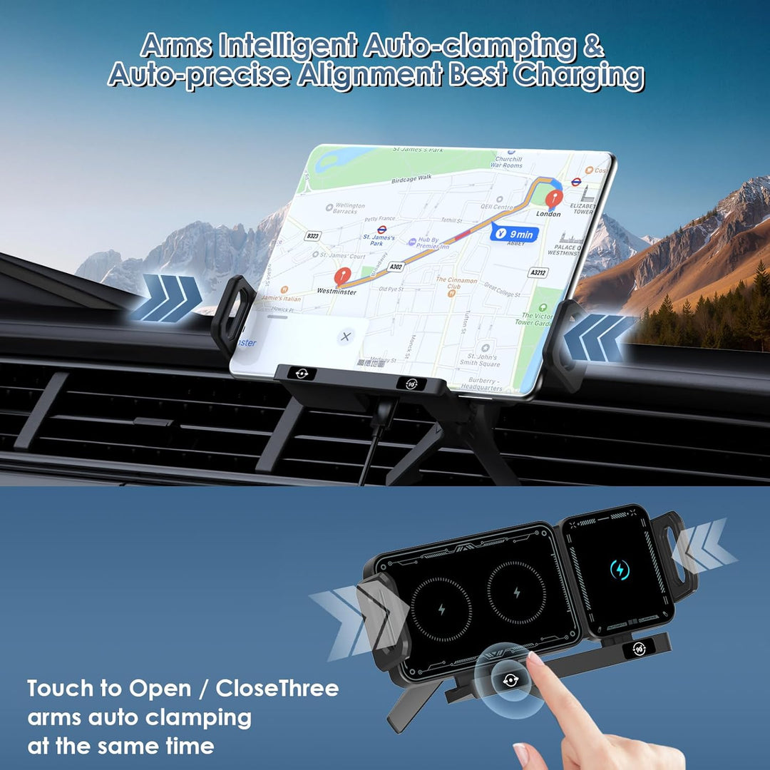 Handyhalterung Auto für Galaxy Z Fold 7 6 5 4 3 2 mit Ladefunktion 15W Dual Coils QC 3.0 Fast Wirele