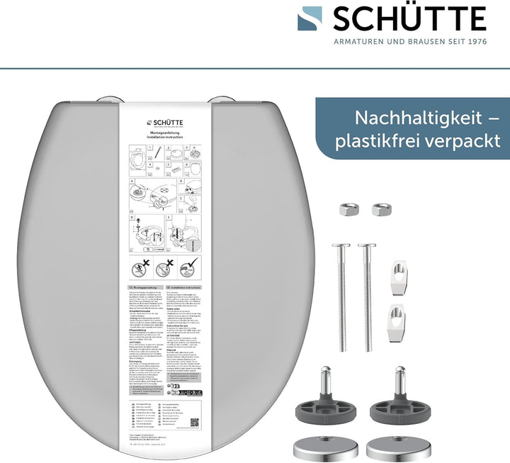 SCHÜTTE WC-Sitz mit Absenkautomatik, Abnehmbarer Klodeckel aus bruchsicherem Duroplast, Innovative D