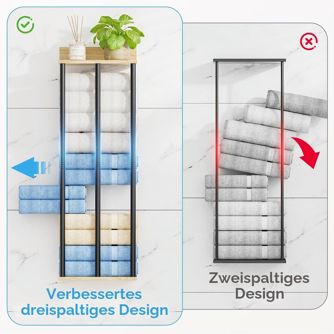Handtuchhalter Wand – Grosse Kapazität Badezimmer Organizer – Ideal für gerollte Handtücher & Handtu