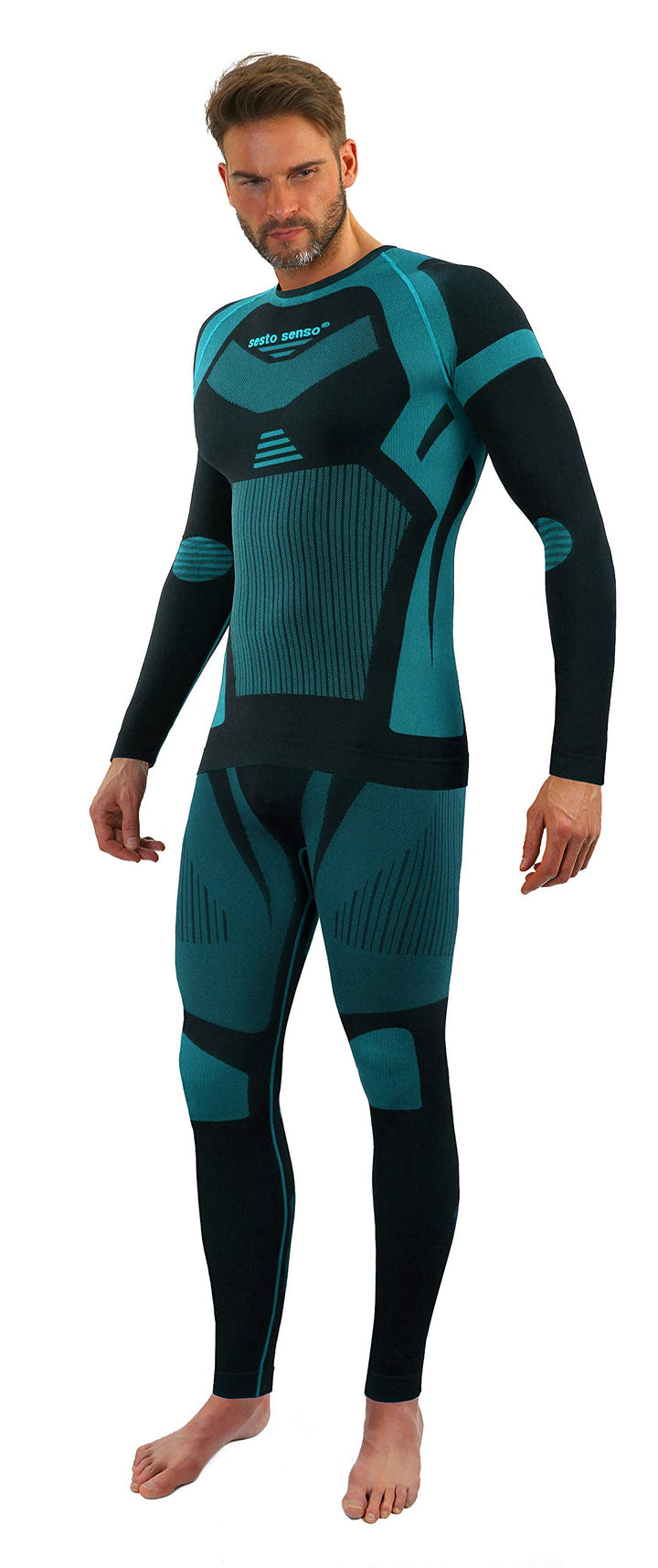 sesto senso Herren Funktionsunterwäsche Set Langarmhemd Leggings Schnelltrocknend Skiunterwäsche M G