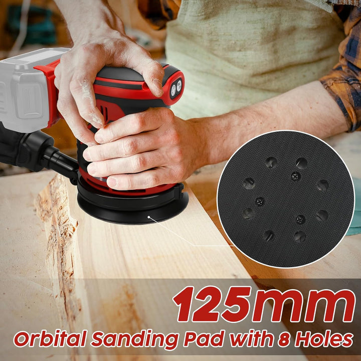 Akku Exzenterschleifer kompatibel mit Milwaukee 18V Akku, 5-Zoll-Handschleifer mit variabler Drehzah