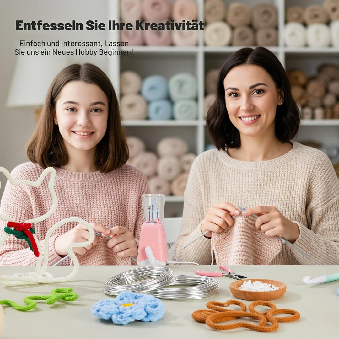 Caydo Strickmühle Kit Häkelset für Anfänger, Elektrisch Strickmaschine Set Automatische Herstellung
