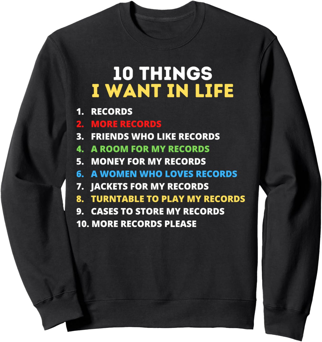 Lustige Vinyl-Schallplattensammler im Retro-/Vintage-Stil. Sweatshirt