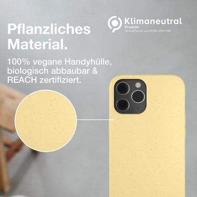 Woodcessories - Antibakterielle Bio Hülle kompatibel mit iPhone 12 Pro Max Hülle gelb - Plastikfrei,