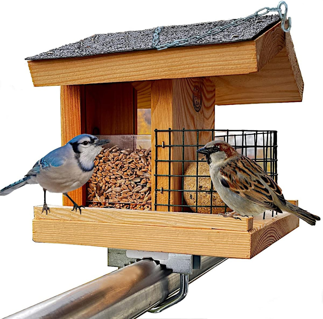 STAFECO® Vogelfutterhaus für Balkon oder zum Aufhängen wetterfest Futterhaus Handarbeit aus Natur Ho