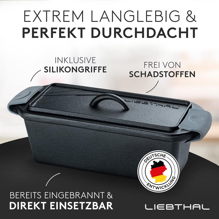 LIEBTHAL Brotbackform mit Deckel -passgenauer Antihaft-Silikoneinlage - Bereits eingebrannter Gussei