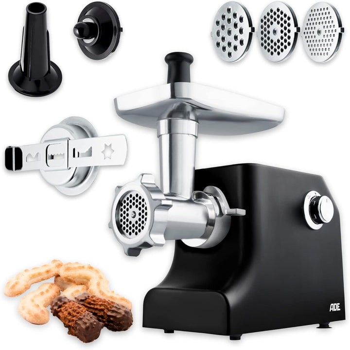 ADE elektrischer Fleischwolf KA1801, 2in1 Maschine Spritzgebäck Presse (elektrisch mit 2000 Watt Lei