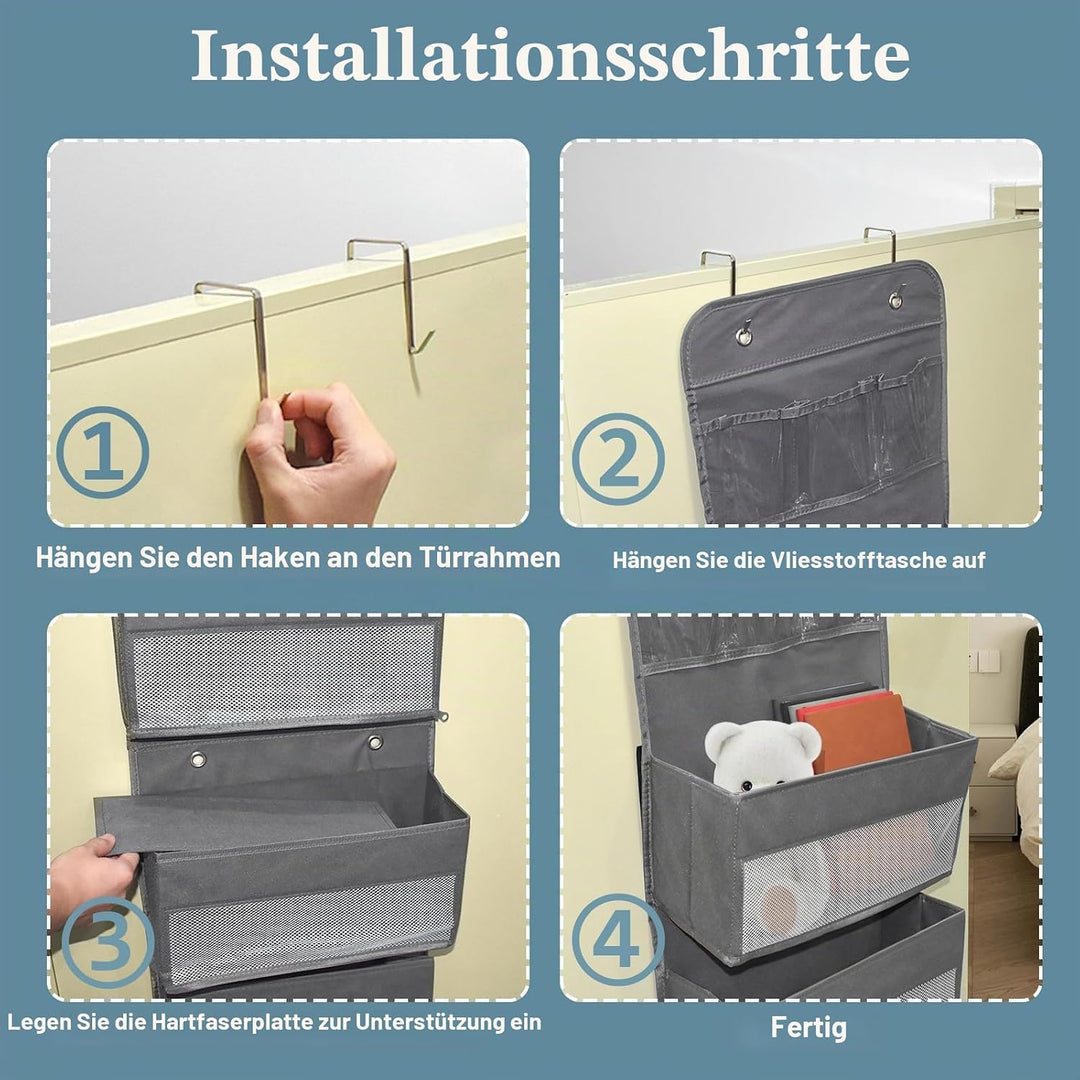 YTACREA Hängeorganizer, Removable Hängeaufbewahrung Tür mit 5 Lagig Taschen, Tür organizer mit 4 Hak