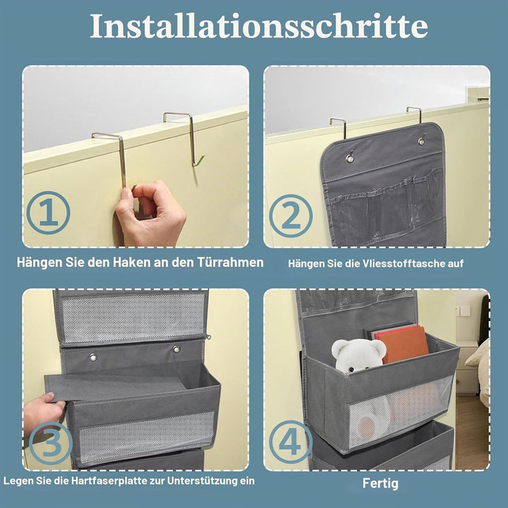 YTACREA Hängeorganizer, Removable Hängeaufbewahrung Tür mit 5 Lagig Taschen, Tür organizer mit 4 Hak